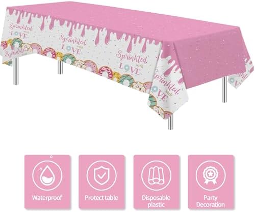 Pink Donut Tablecloth Set 3 Pack Baby Shower Decor