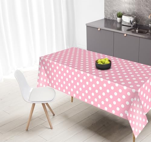 NKM 3 Pcs 866 x 512in Pink Polka Dot Tablecloth
