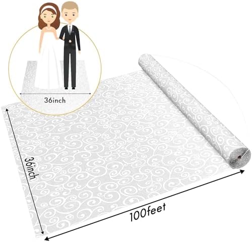 FrenzyBird 3x100 Feet White Aisle Runner for Wedding and Halloween
