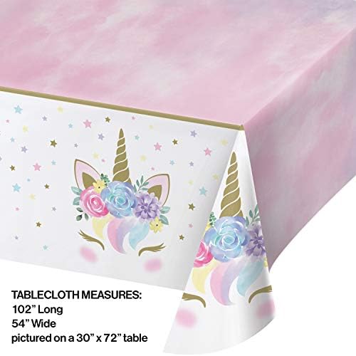 Creative Converting 343962 Unicorn Baby Shower Tablecloth 54x102