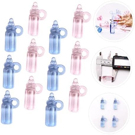 48pcs Acrylic Milk Bottle Charms Pink Blue DIY Photo Props