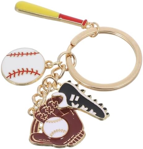 TIKTOLA 4pcs Decorative Alloy Baseball Keychain Keyring