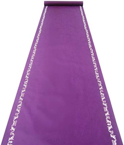 3x33 Ft Purple Carpet Aisle Runner with Floral Print