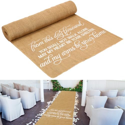 Tudomro 40 Inch x 100 Ft Burlap Wedding Aisle Runner
