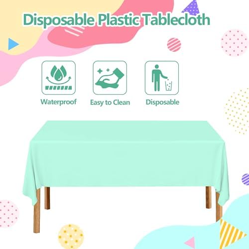 4 Pack Pastel Plastic Tablecloths 54x108 Inch Rainbow Party Decorations