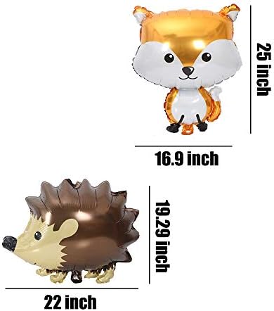 Woodland Animal Balloons 4PCS Fox Hedgehog Squirrel Raccoon