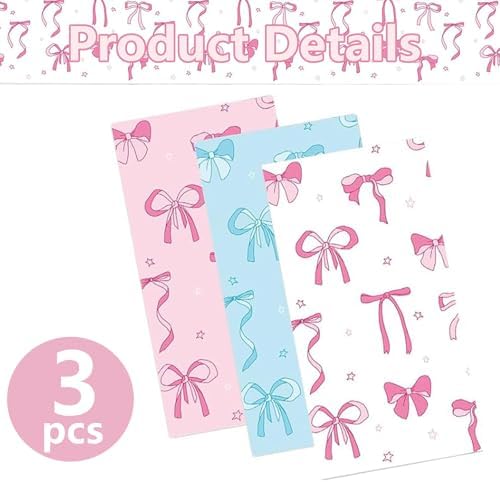 3PCS Bow Themed Tablecloths for Spring Summer Parties