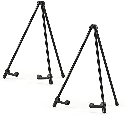 14 Inch High Tabletop Display Easel Stand - Black Steel 2 Pack