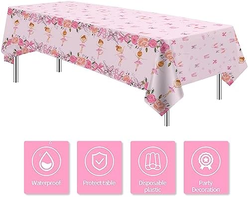 Xigejob Ballerina Party Tablecloth Set 3 Pack 54x108 Inches