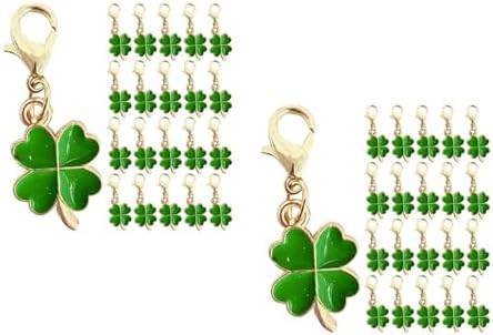 LOGOFUN 100pcs Four Leaf Clover Keychain Lucky Charm