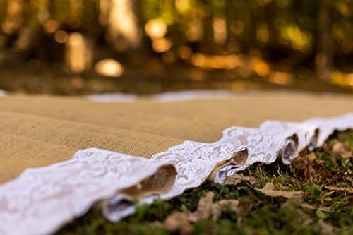 AAYU Burlap Aisle Runner 40 x 30ft with Ivory Lace