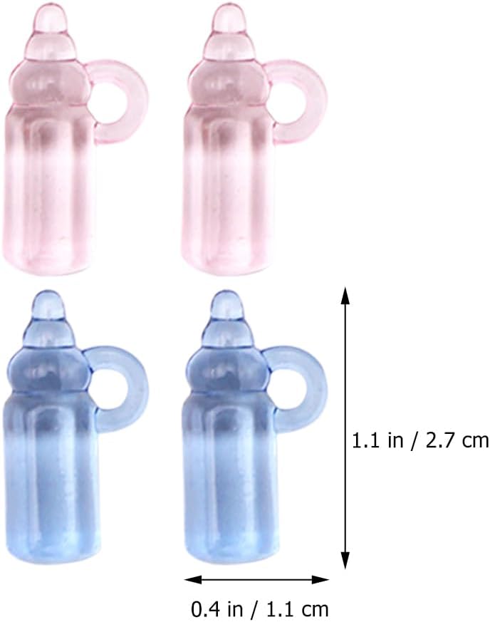 48pcs Acrylic Milk Bottle Charms Pink Blue DIY Photo Props