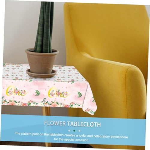 PRETYZOOM 3pcs Reusable Birthday Tablecloths Floral Design for Parties and Picnics