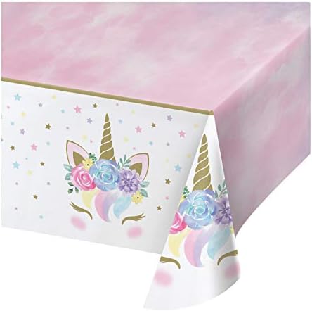 Creative Converting 343962 Unicorn Baby Shower Tablecloth 54x102