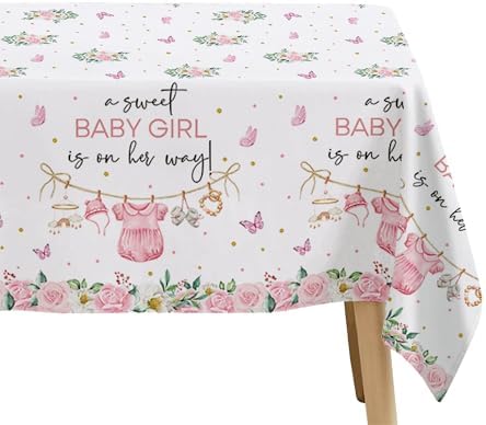 Pink Baby Girl Shower Tablecloth Set 3 Pack 55x86in