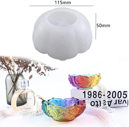 Resin Bowl Mold with Rose and Lotus Design