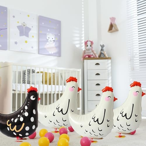 16 Piece Walking Chicken Balloons with Feet - Farm Theme Decorations
