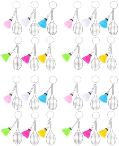 LOGOFUN 24pcs Mini Badminton Keychain Set