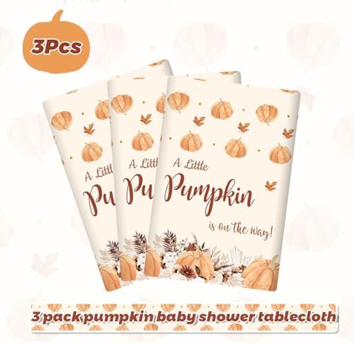 MEHOFOND Fall Boho Pumpkin Baby Shower Tablecloth - 3 Pack