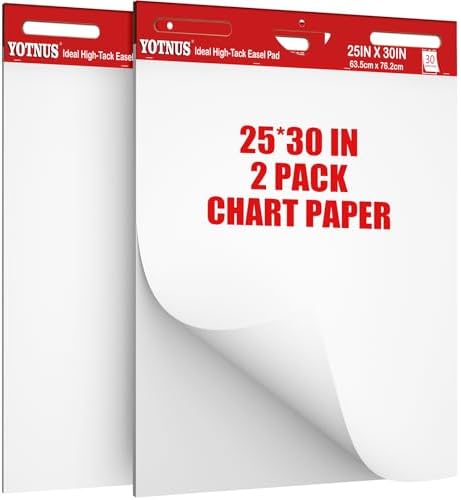 YOTNUS 25x30 Flip Chart Paper Pad 30 Sheets 2 Pads