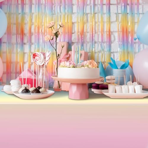 6 Pack Pastel Rainbow Disposable Table Covers for Parties