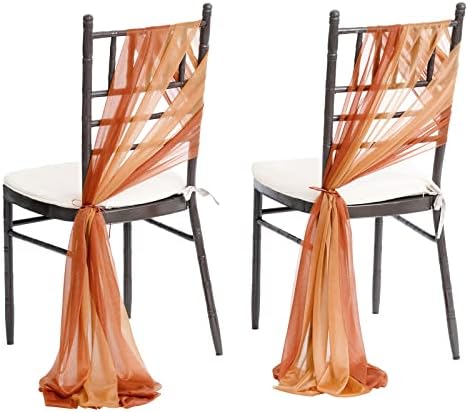 Lings Moment Burnt Orange Aisle Draping Fabric Sashes Chair Cover