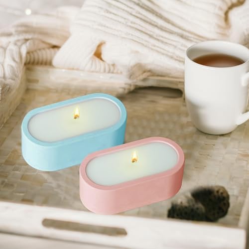 Wehous 2PCS Oval Silicone Candle Holder Mold