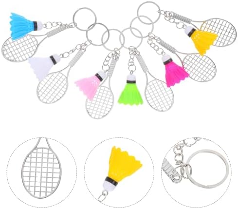 LOGOFUN 12PCS Mini Alloy Badminton Racket Keychain