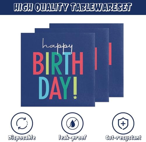 141Pcs Dark Blue Party Supplies for 20 Guests