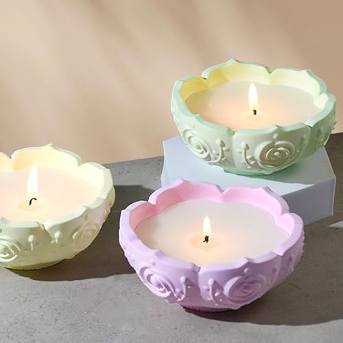 Resin Bowl Mold with Rose and Lotus Design