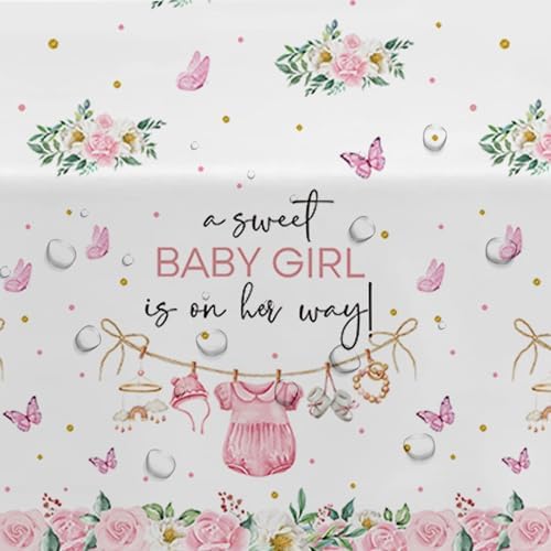 Pink Baby Girl Shower Tablecloth Set 3 Pack 55x86in