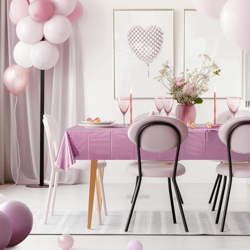 2pcs Baby Pink Plastic Tablecloths 54x72inch Shiny Party Decor