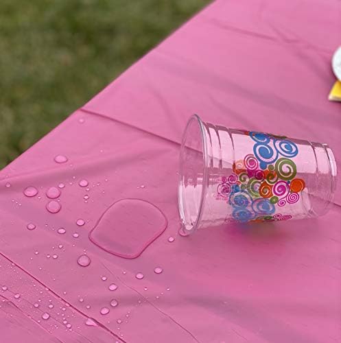 Neatiffy 54x108 Inch 6 Pack Rectangle Plastic Table Cloth Pink
