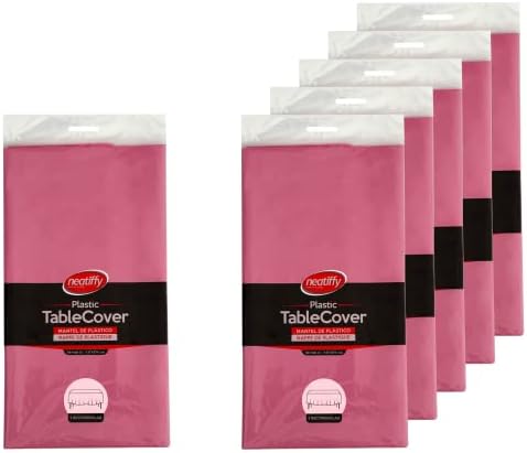 Neatiffy 54x108 Inch 6 Pack Rectangle Plastic Table Cloth Pink