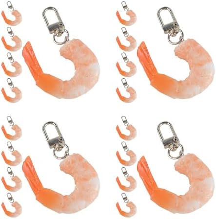 LOGOFUN 20 pcs Realistic Shrimp Keychain Pendants