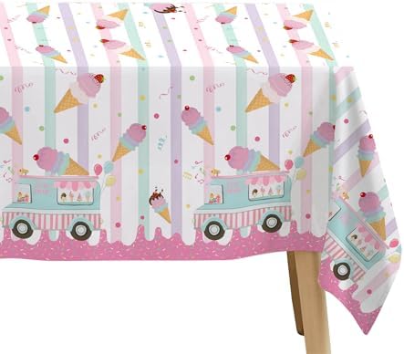 Ice Cream Party Tablecloth Set 3 Pack Heres The Scoop Theme