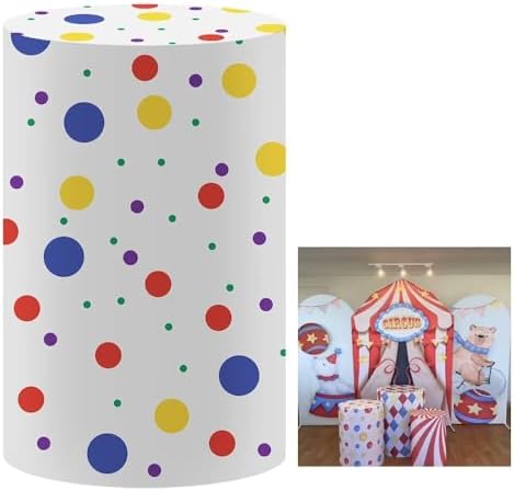Circus Cylinder Plinth Table Cover with Polka Dots Design