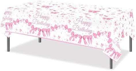 CC HOME Pink Bow Party Tablecloth 54x87 Inch