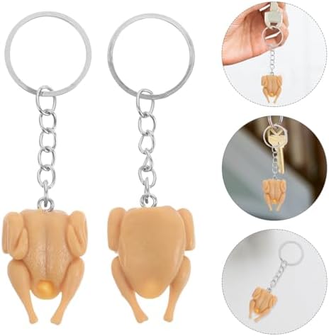 LOGOFUN 10PCS Mini Realistic Roast Chicken Keychain