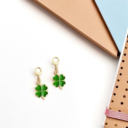 LOGOFUN 100pcs Four Leaf Clover Keychain Lucky Charm