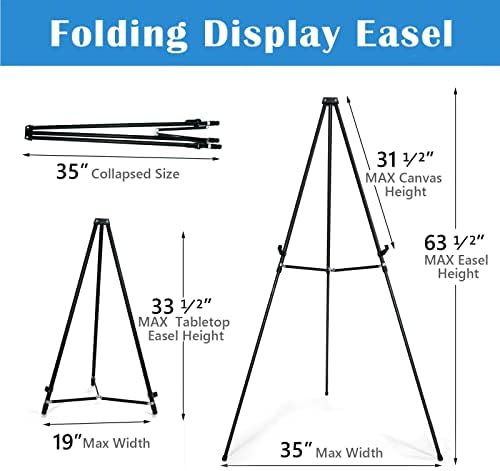 Falling in Art 66 High Black Aluminum Display Easel Stand