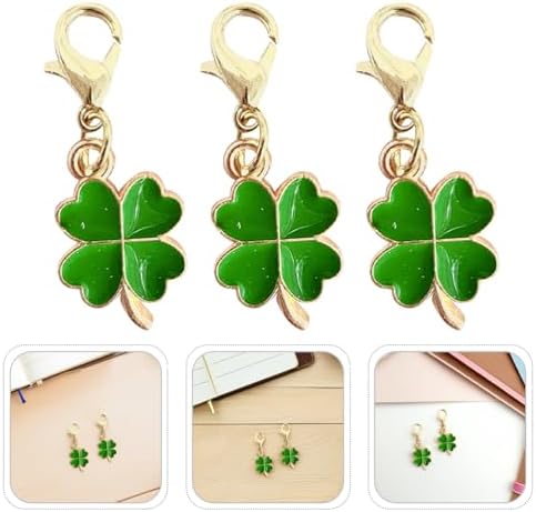 LOGOFUN 100pcs Four Leaf Clover Keychain Lucky Charm