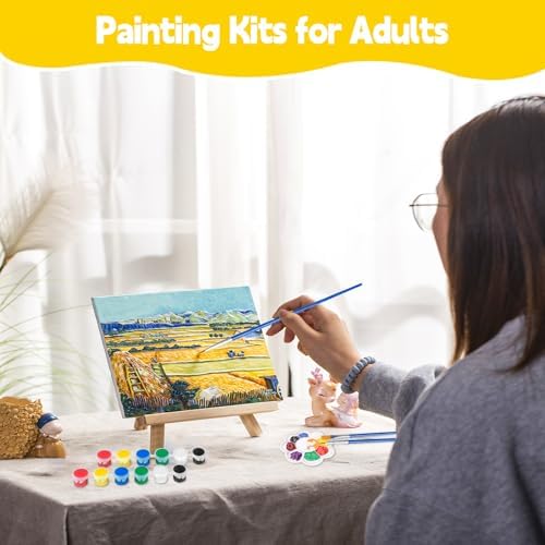 16 Pack 4x6 Inch Acrylic Paint Set with Mini Canvas and Easel