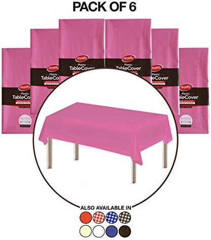 Neatiffy 54x108 Inch 6 Pack Rectangle Plastic Table Cloth Pink
