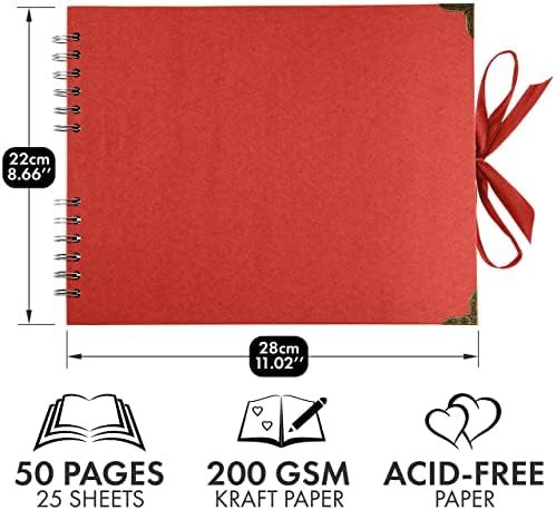 Bstorify Square Scrapbook Album 50 Pages Red