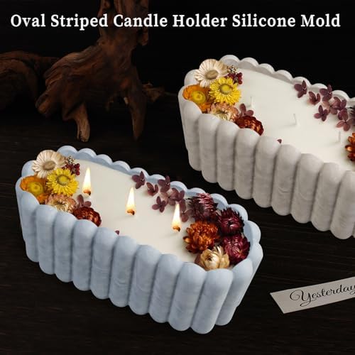Wehous Resin Mold Oval Striped Candle Holder