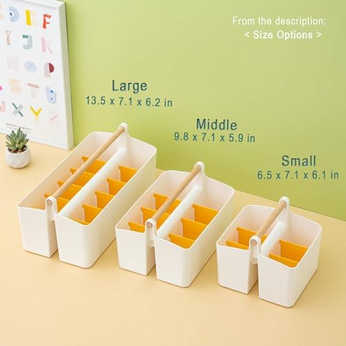 Vidifor Art Supply Organizer Caddy with Handle - Small White and Yellow