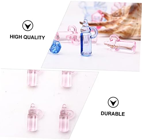 48pcs Acrylic Milk Bottle Charms Pink Blue DIY Photo Props