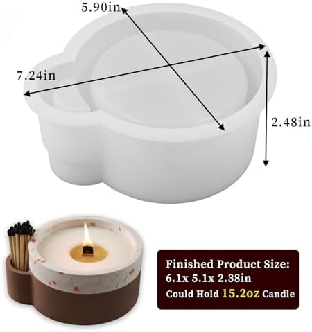 Wehous Large Silicone Candle Holder Mold with Match Holder
