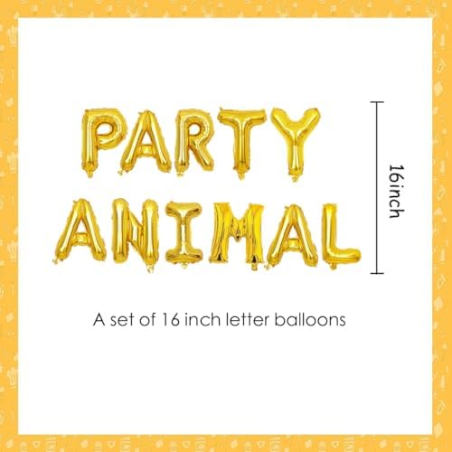 KUNGOON Gold Foil Letter Balloons for Party Animal Birthday